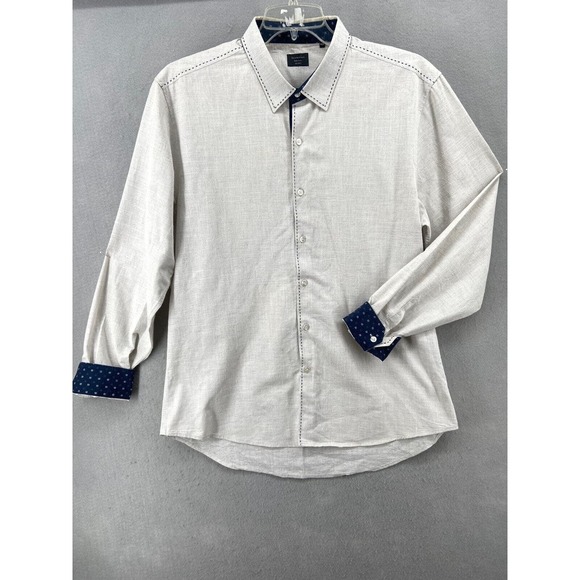 7 Diamonds Dress Shirt Mens XX-Large Gray‎ Embroidered Flip Cuff Business Office - Picture 1 of 15